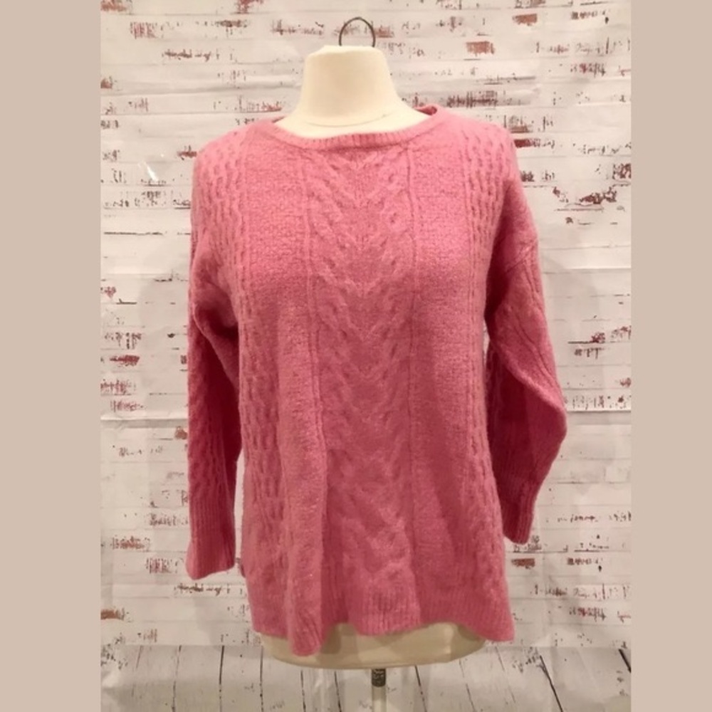 Elle Soft Pink Cable Knit Sweater